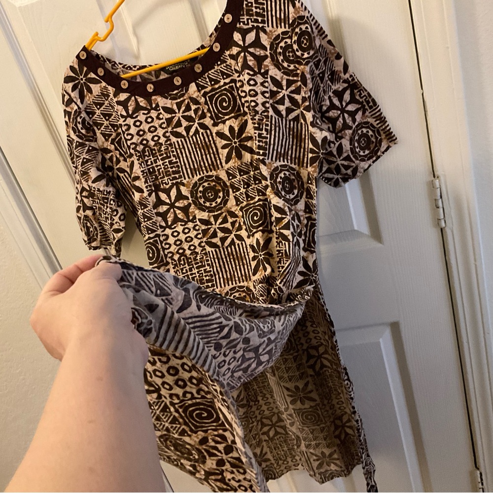 Geometric Patterned Brown Tunic - image 5